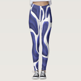 Abstrakt stil med modern konst blå leggings