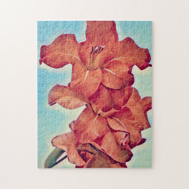 Abstrakt Stil Red Flowers Art Puzzle Pussel (Vertikal)