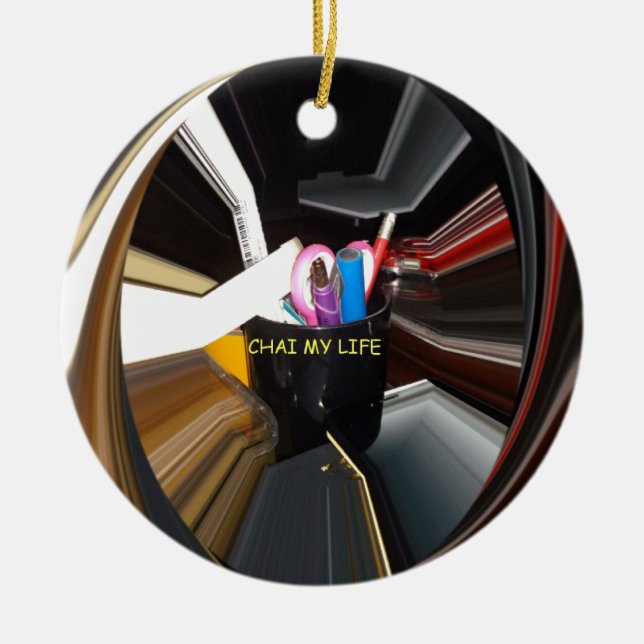 Abstrakt still Life Tea Mugg Office Stationär kons Julgransprydnad Keramik (Framsidan)