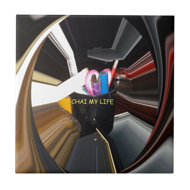 Abstrakt still Life Tea Mugg Office Stationär kons Kakelplatta (Framsidan)