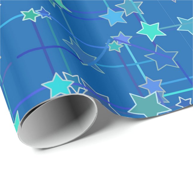 Abstrakt stjärnbild i koboltblått presentpapper (Rullad Hörn)