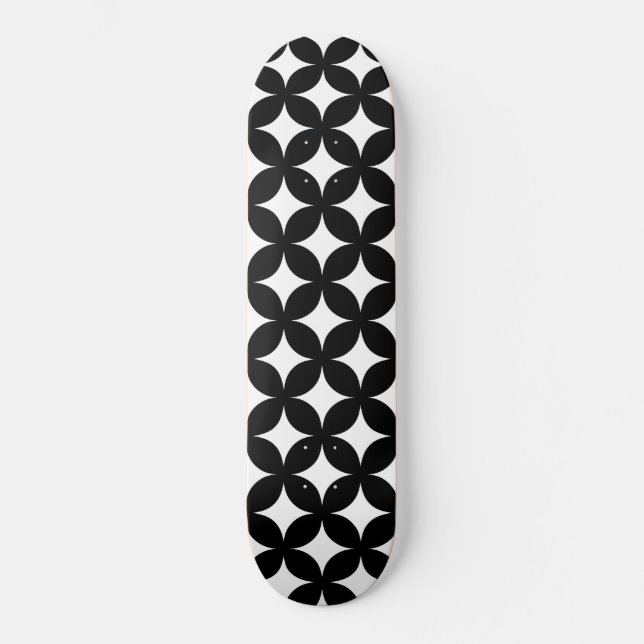 Abstrakt stjärnor i svartvitt skateboard (Framsida)