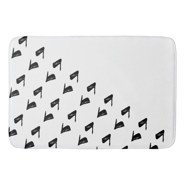 Abstrakt Stollig Whale Black and White Badrumsmatta (Framsidan)