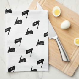 Abstrakt Stollig Whale Black and White Kökshandduk