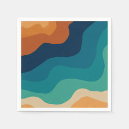 Abstrakt strand vinkara 70-talet stil pappersservett