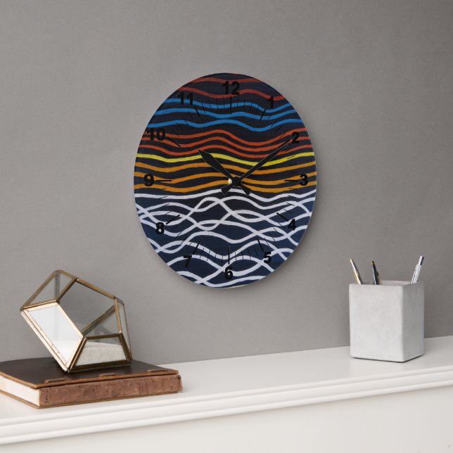 Abstrakt strandpromenadsmålning av Alfred Fox Stor Klocka (Kontor)