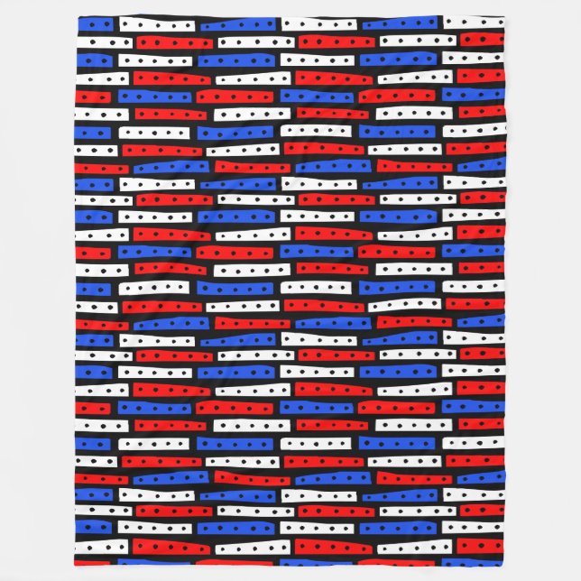 Abstrakt Strips Mönster - Färg 01 på svart Fleecefilt (Framsidan)