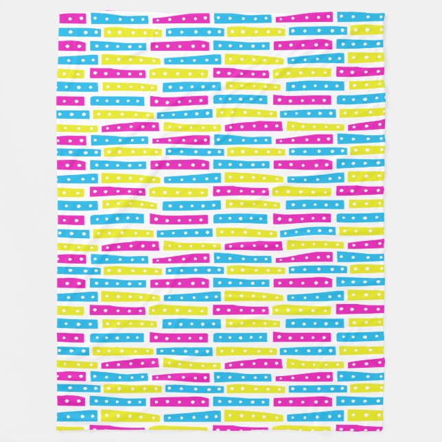 Abstrakt Strips Mönster - Färg 02 på vitt Fleecefilt (Framsidan)