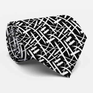 Abstrakt Strokes 020524 - Vit och svart Slips