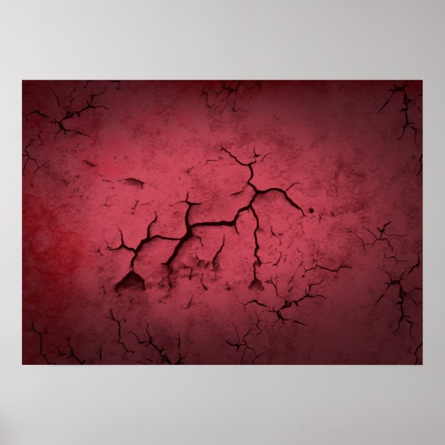 Abstrakt Struktur Red Clay Cracks Wall Poster (Framsidan)