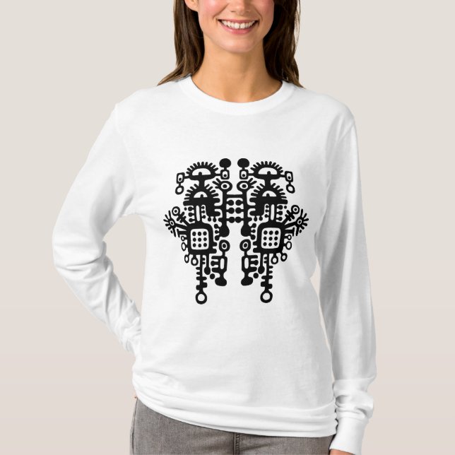 Abstrakt Struktur - Svart och Vitt Tee Shirt (Framsida)