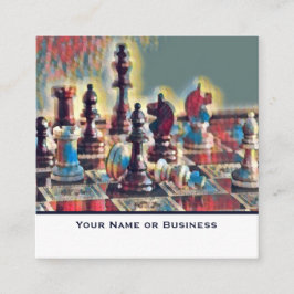 Abstrakt Styld Chess Delar Coach-Klubb Fyrkantigt Visitkort