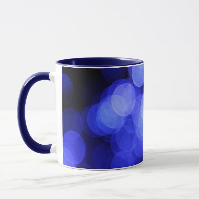 Abstrakt suddig blå ljus keramisk mugg (Vänster)