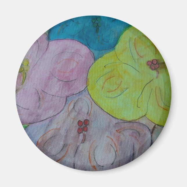 Abstrakt Summer Blommigt Magnet (Framsidan)