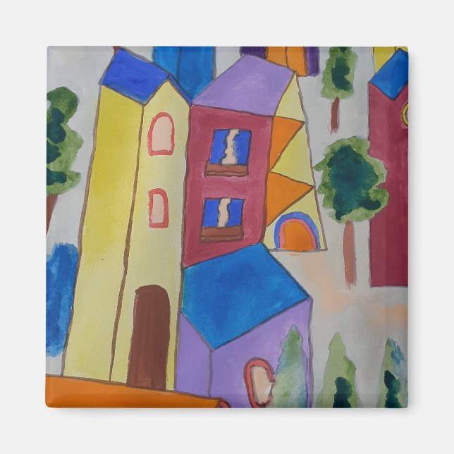 Abstrakt Summer Village Magnet (Framsidan)