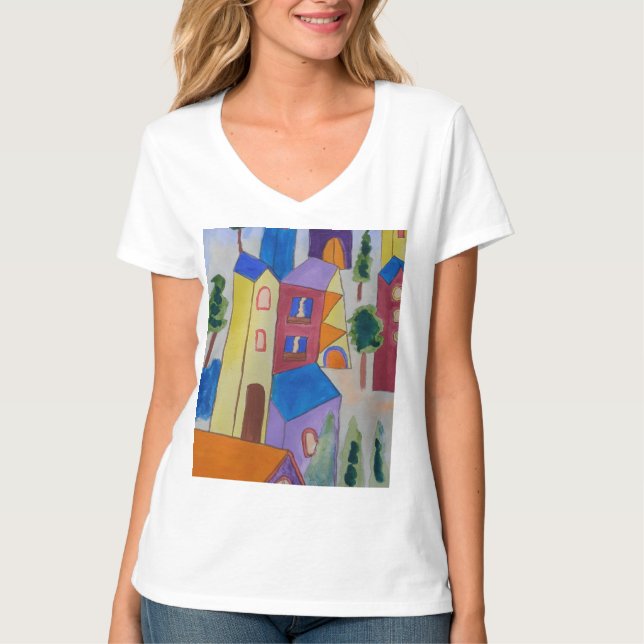 Abstrakt Summer Village T-Shirt (Framsida)