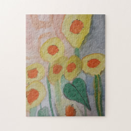 Abstrakt Sunblommor Jigszle Puzzle Pussel