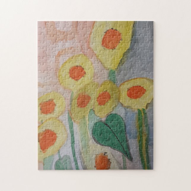 Abstrakt Sunblommor Jigszle Puzzle Pussel (Vertikal)