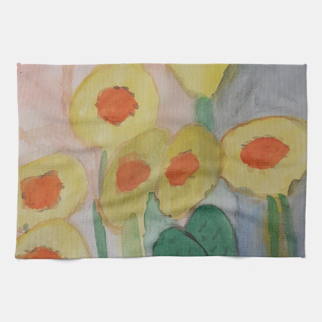 Abstrakt Sunblommor Tea Towel Kökshandduk (Horisontell)