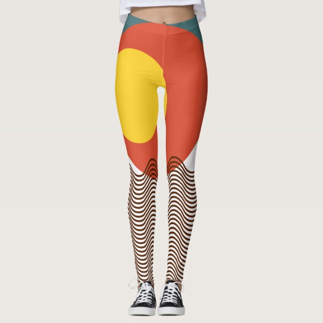 Abstrakt Sundown Leggings (Framsida)