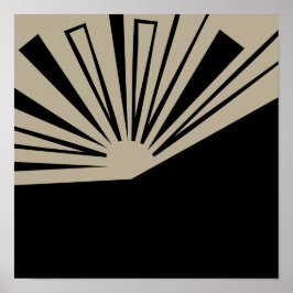 Abstrakt Sunset Black på Tan Modern Art Print Poster