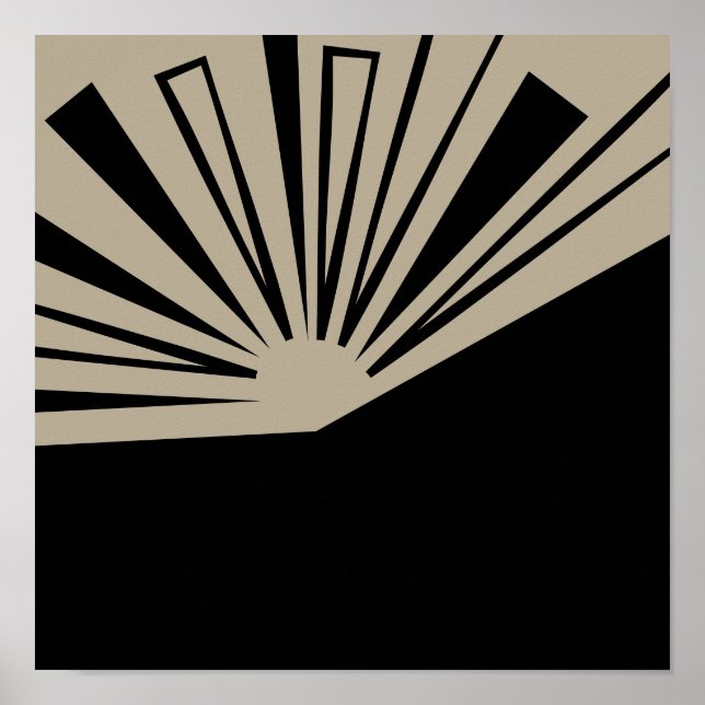 Abstrakt Sunset Black på Tan Modern Art Print Poster (Framsidan)