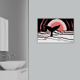 Abstrakt Sunset Simma Whale Fin Ocean Poster