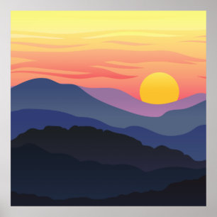 Abstrakt Sunset View Mönster Poster