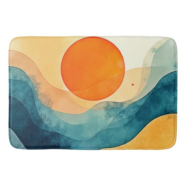 Abstrakt Sunset Vinkar Art Badrumsmatta (Framsidan)