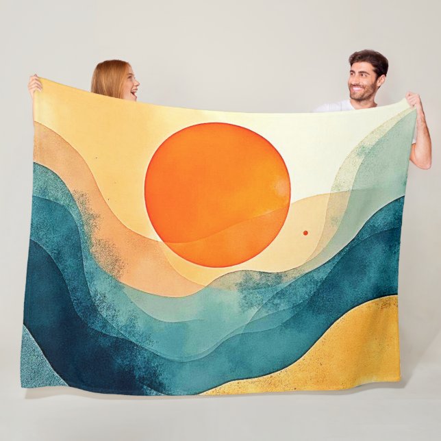 Abstrakt Sunset Vinkar Art Fleecefilt (På plats)