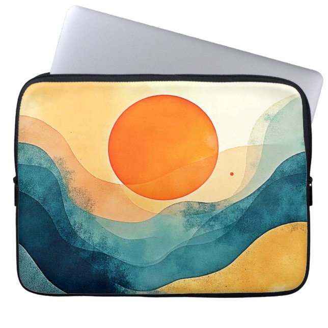 Abstrakt Sunset Vinkar Art Laptop Fodral (Framsidan)