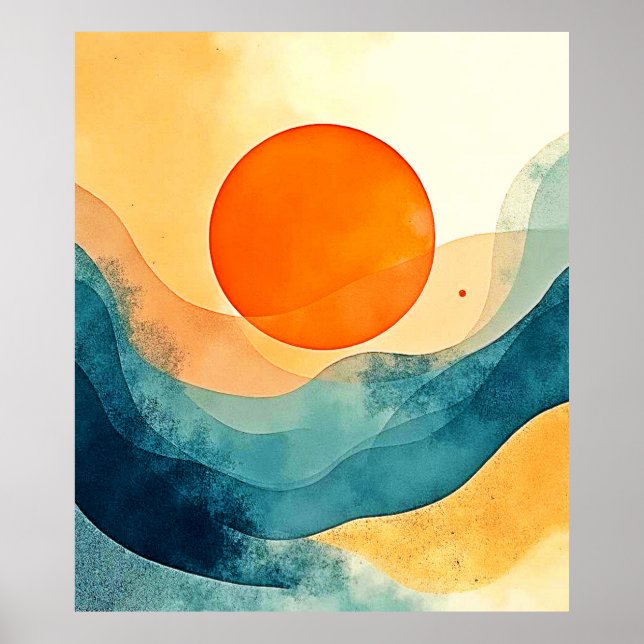 Abstrakt Sunset Vinkar Art Poster (Framsidan)