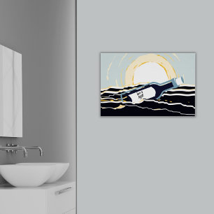 Abstrakt Sunsrise Ocean Message in a Flaska Modern Poster