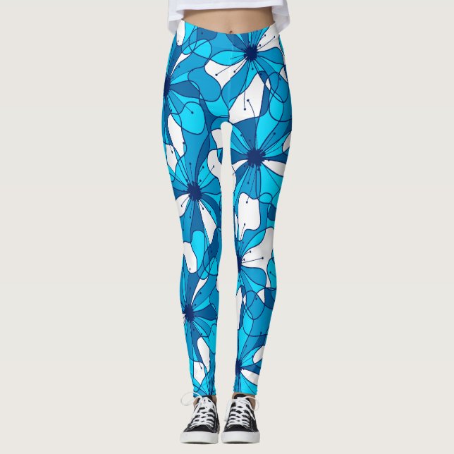 Abstrakt surfa hibiscus leggings (Framsida)