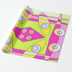 Abstrakt Surfing Bright Rosa Grönt Bubblegum Presentpapper