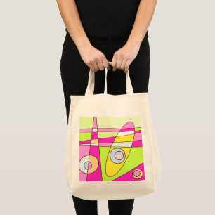 Abstrakt Surfing Bright Rosa Grönt Bubblegum Tygkasse