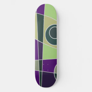 Abstrakt Surfing Grönt Lila Mini Skateboard Bräda 18,5 Cm