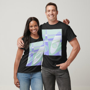 Abstrakt Surfing Lila Grönt T Shirt