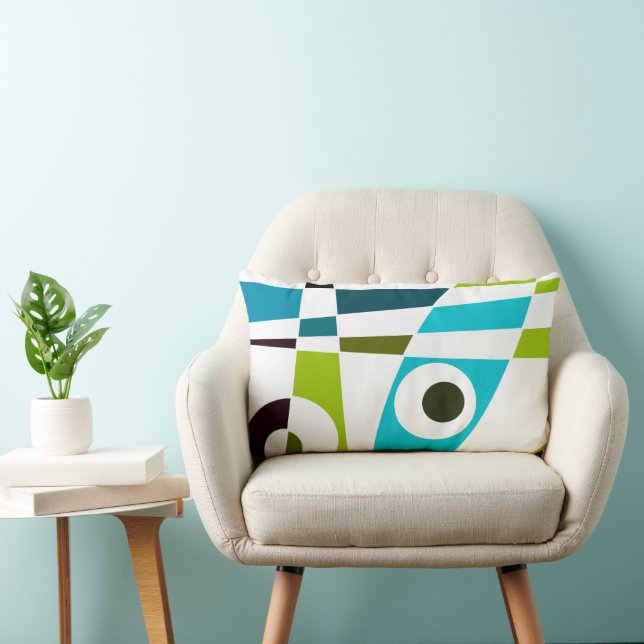Abstrakt Surfing Olive Blue Teal Planner Lumbarkudde (Stol)