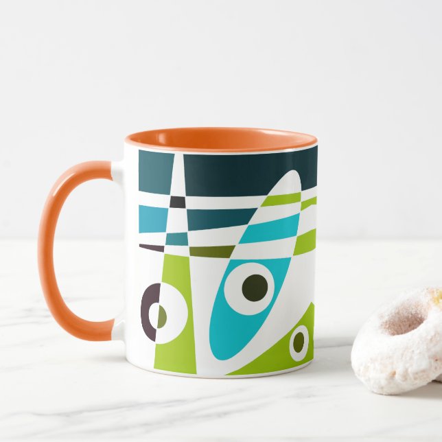 Abstrakt Surfing Olive Blue Teal Planner Mugg (Med munk)