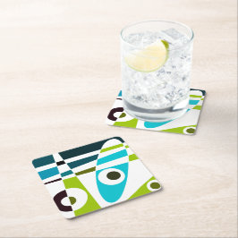 Abstrakt Surfing Olive Blue Teal Planner Underlägg Papper Kvadrat