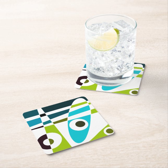 Abstrakt Surfing Olive Blue Teal Planner Underlägg Papper Kvadrat (Insitu)