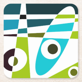 Abstrakt Surfing Olive Blue Teal Planner Underlägg Papper Kvadrat