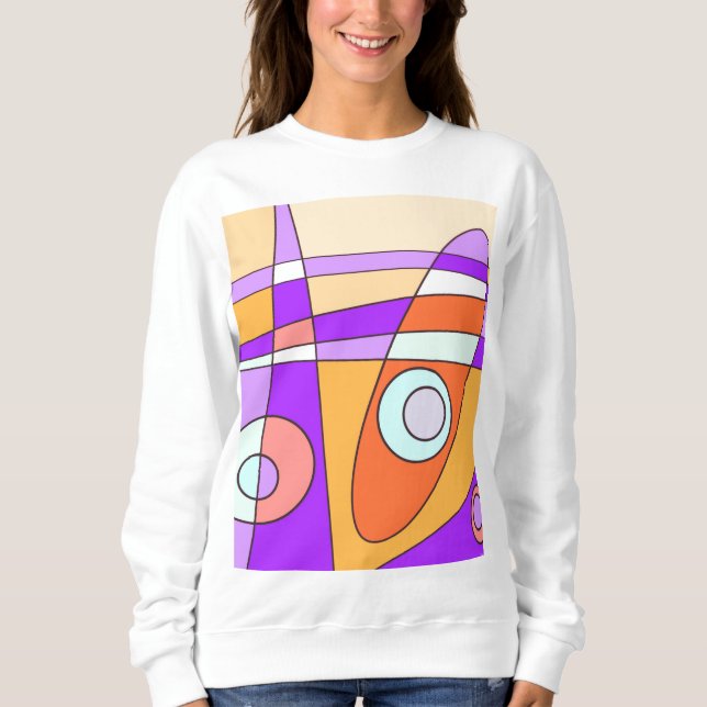 Abstrakt Surfing Orange Lila T Shirt (Framsida)