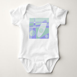 Abstrakt Surfing Pastel Lila Grönt T Shirt