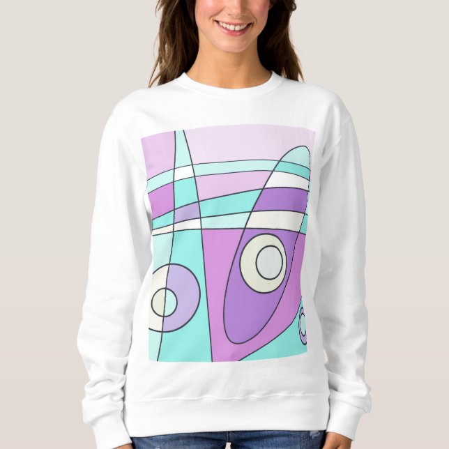 Abstrakt Surfing Pastel Turcos Lilac T Shirt (Framsida)