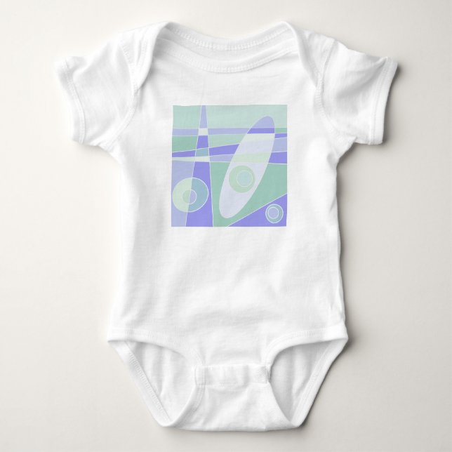 Abstrakt Surfing Pastell Lila Grön T Shirt (Framsida)