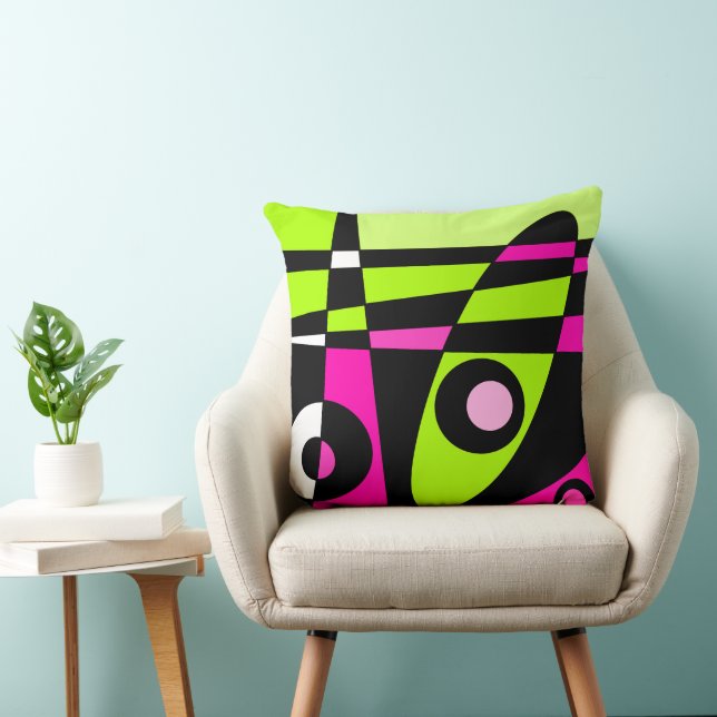 Abstrakt Surfing Shock rosa Lime Green Black Kudde (Stol)
