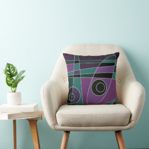 Abstrakt Surfing Teal Lila Kudde
