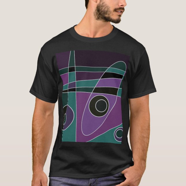 Abstrakt Surfing Teal Lila T Shirt (Framsida)